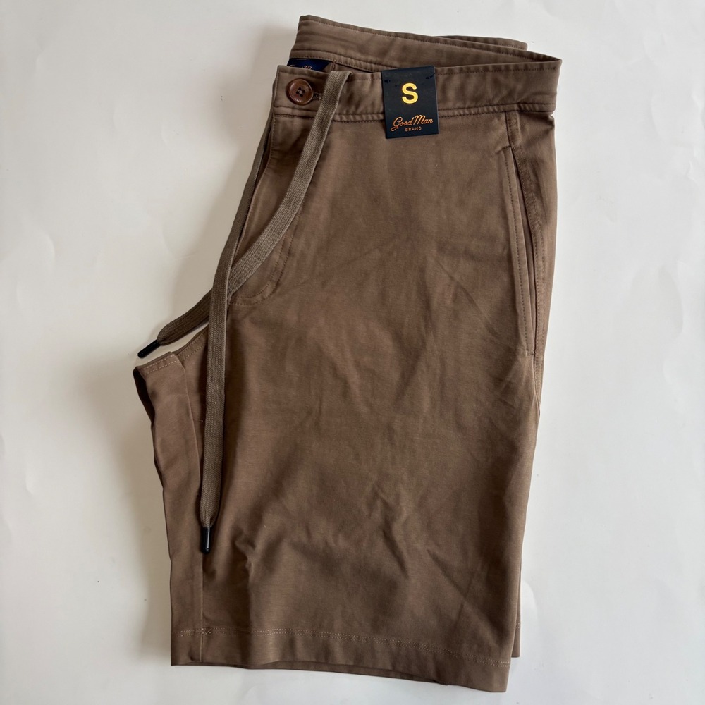 Good Man Brand Men Shitake Brown Drawstring Chino Shorts Size S‎ NWT